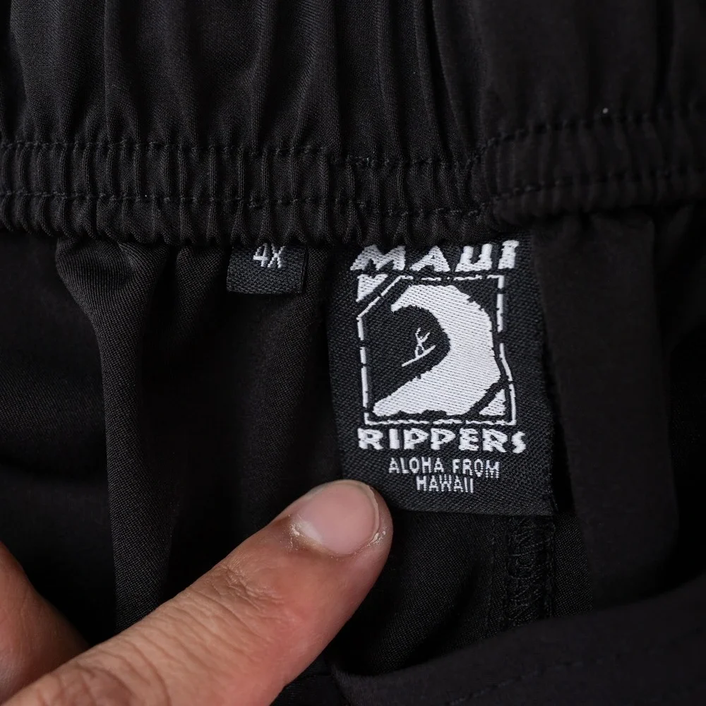 Maui Rippers Board Shorts Mens 4X Black Spandex Cargo Pocket Swim Trunks